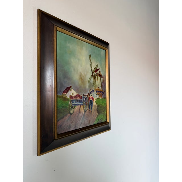 Rustic European Vintage Jara Country European Farm Landscape Oil on Canvas Painting – Framed For Sale - Image 3 of 13