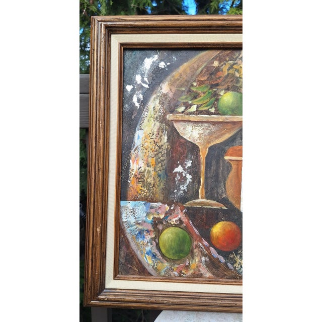 mos202629.99 Folk Art Abstract Still Life Oil Painting For Sale - Image 9 of 12