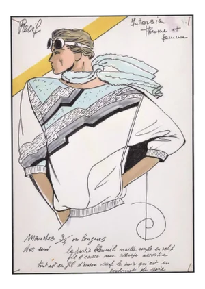 C1980s Men's French Sportswear Fashion Design Drawing-Summer, Matted