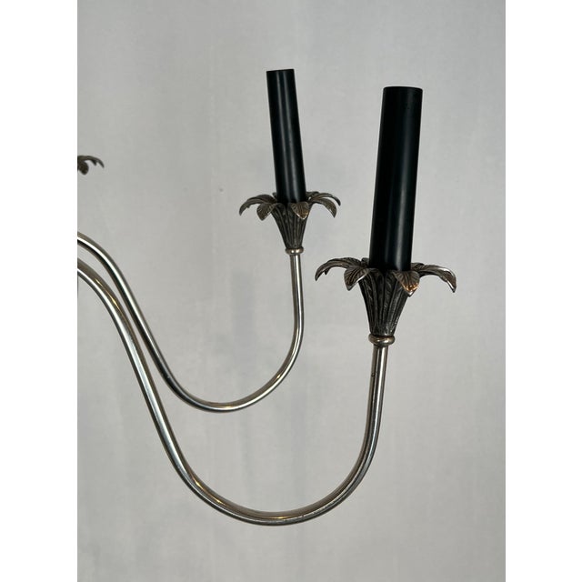 Silver 1940s Neoclassical style silver metal chandelier by Maison Charles For Sale - Image 8 of 12