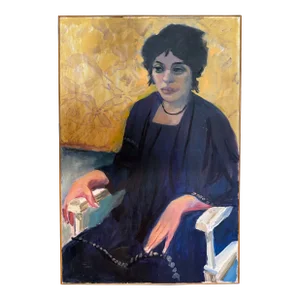 Original Vintage Oil Painting of a Woman Seated by Artist David Shaw