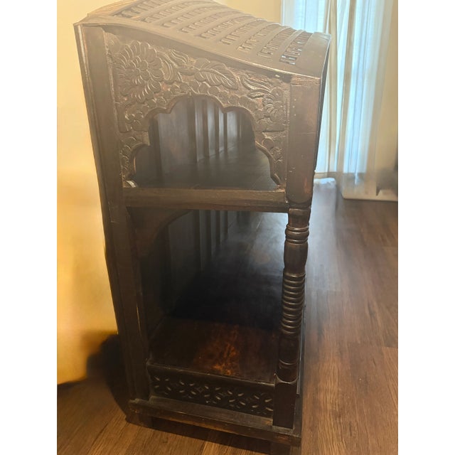 2000 - 2009 Vintage Indian Hand-Carved Solid Wood Console Cabinet For Sale - Image 5 of 8