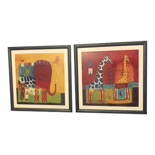 Karen Hoepting Signed "Spirit Leaf" Framed Animal Prints - Edition 65/200 - Pair For Sale
