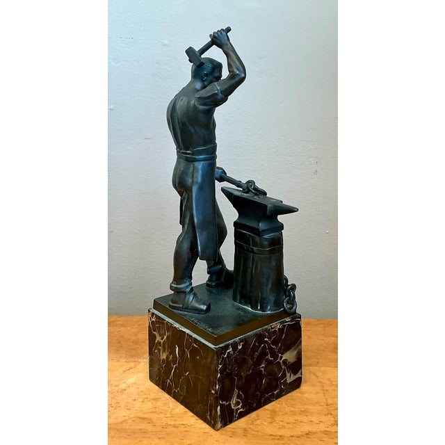 Vintage Bronze Blacksmith Sculpture For Sale In West Palm - Image 6 of 14