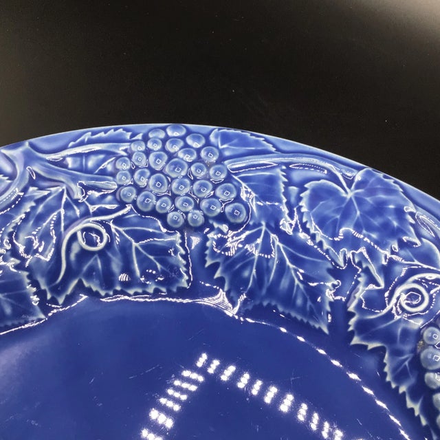 Bordallo Pinheiro Grape Cobalt 14” Chop/Charger Plate For Sale - Image 11 of 12