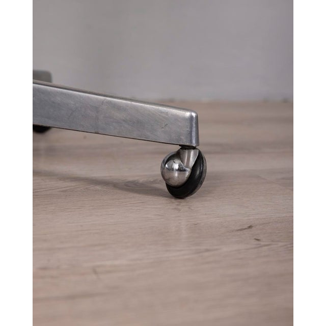 Vintage Industrial Metal and Leather Stool, 1960s For Sale - Image 4 of 8