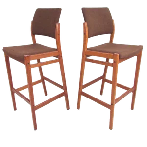Mid-Century Modern Teak Bar Stools - a Pair
