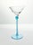 Contemporary Vintage Aqua Azure Blue Twisted Stem Slanted Wavy Bowl Martini Glasses - a Pair For Sale - Image 3 of 6