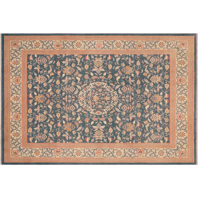 Teal Shabby Chic Green/Teal Wool Rug - 8'0'' X 9'11'' For Sale - Image 8 of 10
