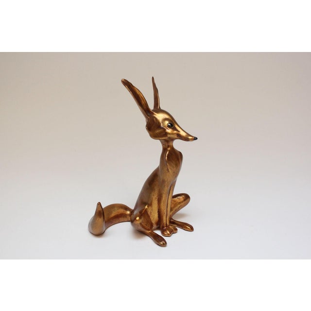 Mid-Century Modern Freeman McFarlin Potteries of California gilded ceramic fox designed by Maynard Anthony Freeman....