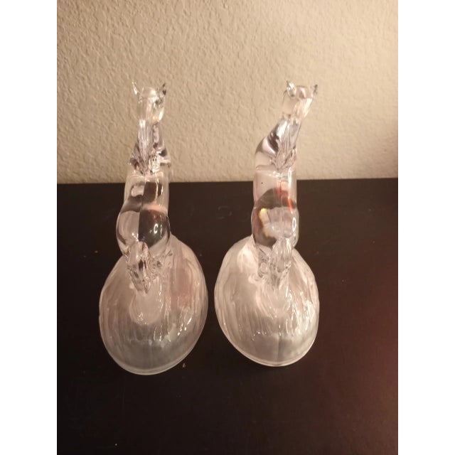 1980s Clear Art Glass Horse Sculptures - Set of 2 For Sale - Image 4 of 7