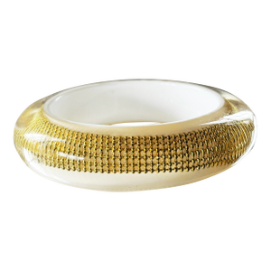 Vintage 1970s Gold Mesh Inlay Lucite Bangle Bracelet