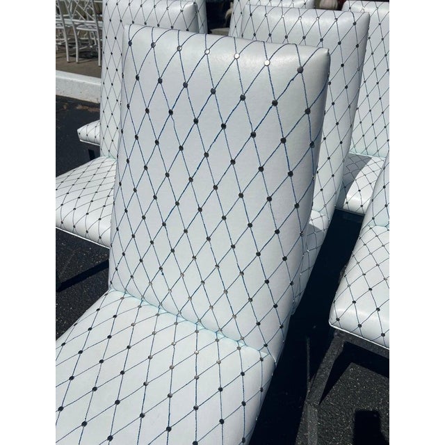 Set of 6 Custom White Leather Parsons Dining Chairs Attributed to Design Institute of America For Sale - Image 11 of 18