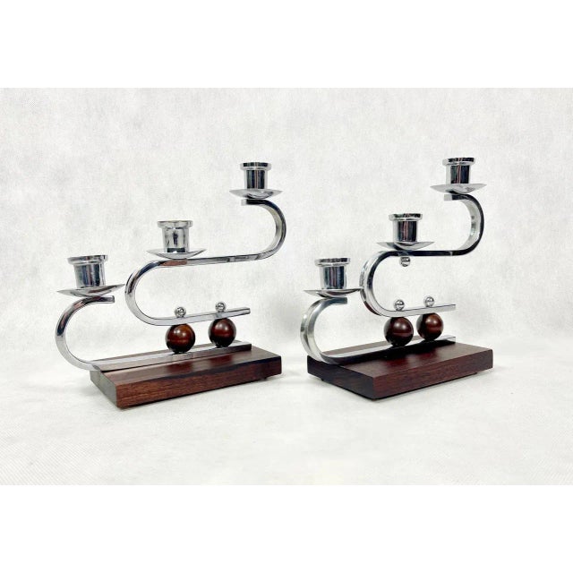 Wood German Art Deco Candleholder, 1930s, Set of 2 For Sale - Image 7 of 11