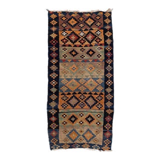 1960s Vintage Turkish Kilim Multicolor Handmade Tribal Wool Rug For Sale