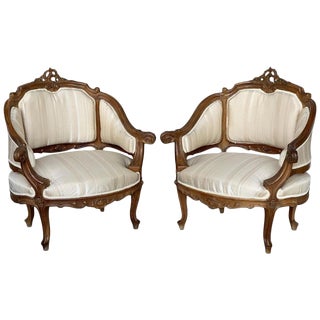 Italian Rococó Louis XV Fauteuils or Slipper Chairs - a Pair For Sale