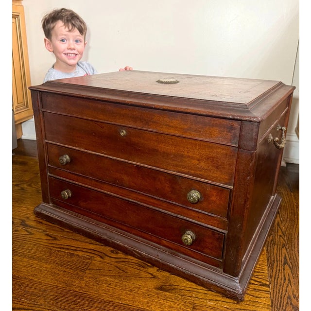 19th Century Huge Antique 19th Century Wood Bronze Flatware Silverware Box Display Case Set For Sale - Image 5 of 18