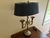 Mid 20th Century English Country Brass Horn Bouillotte Lamp With Black Tole Shade For Sale - Image 4 of 13