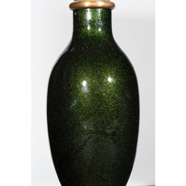 Barovier & Toso Barovier & Toso 1940s Emerald Aventurine Glass Lamp For Sale - Image 4 of 5