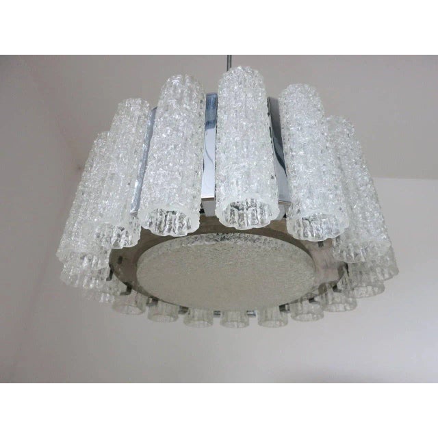 Mid-Century Modern 1960s Doria Glass Tubes and Chrome Chandelier For Sale - Image 3 of 8