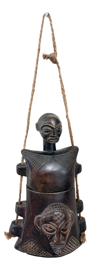 Vintage Tribal African Luba Congolese Female Sculpture Carved Box 21.5" H