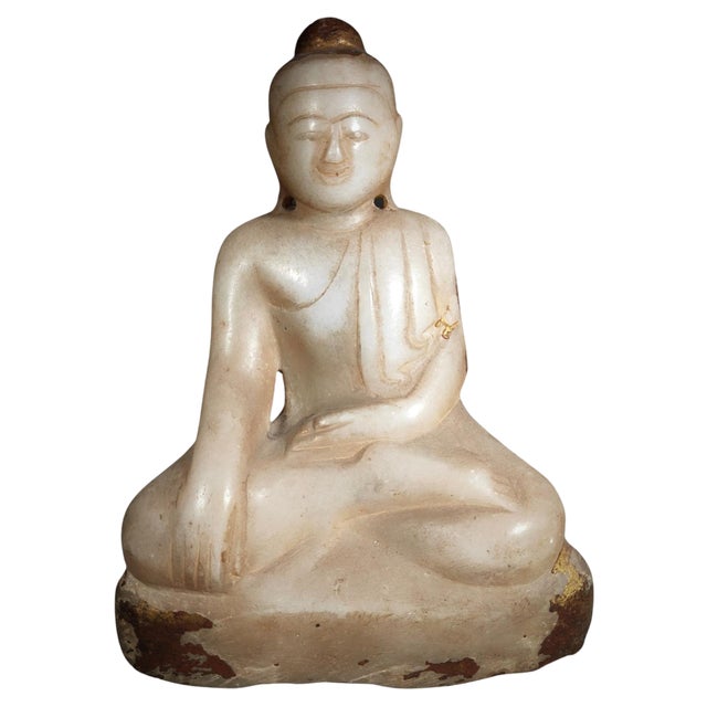Asian Alabaster Buddha, 1880s For Sale