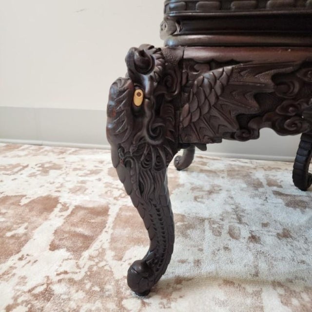 19th Century Japanese Meiji Era Hand-Carved Dragon Throne Armchair For Sale - Image 6 of 18