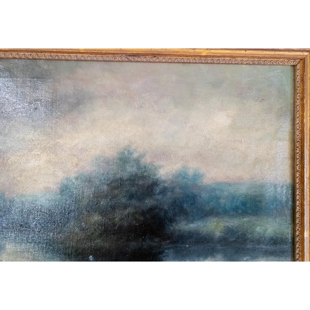 Green 19th Century American Tonalist School Landscape Painting Style of George Inness For Sale - Image 8 of 18