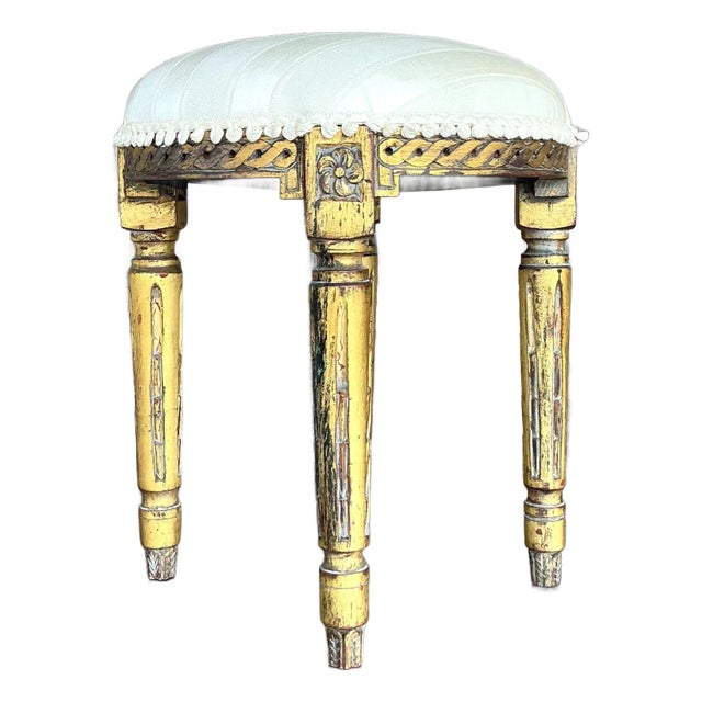 Vintage Regency Patinated Low Stool For Sale