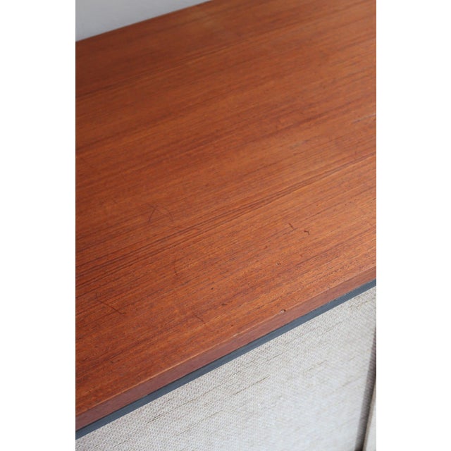 Low Teak Sideboard with Sliding Canvas Doors, 1960s For Sale - Image 10 of 18
