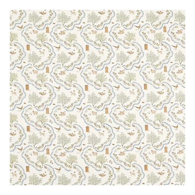 Sanderson Wildflower Meadow Fabric in Going Green - a sample For Sale