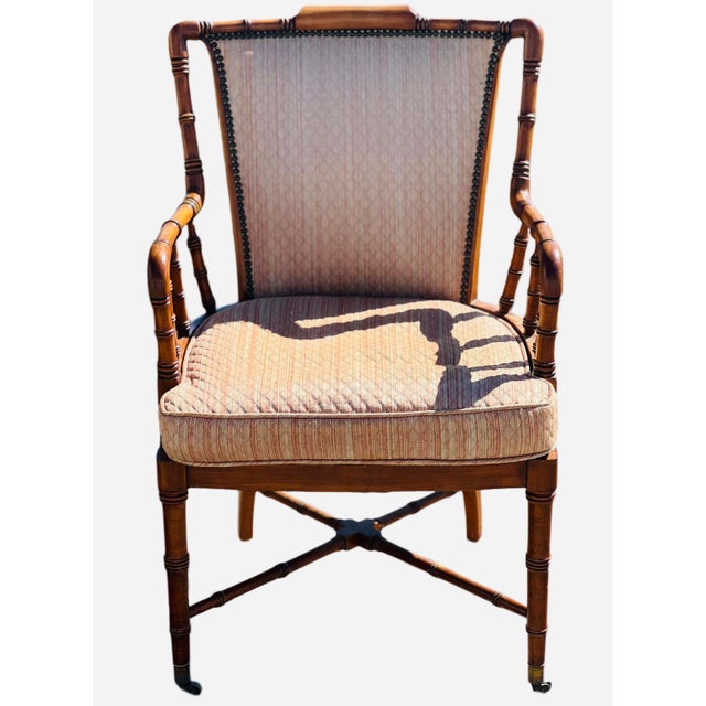 Kittinger Style Faux Bamboo Chairs and Petite Game Table For Sale - Image 14 of 18