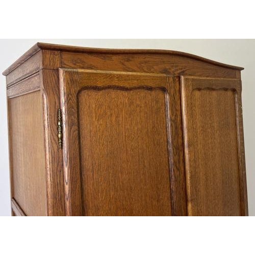 Vintage French Louis XVI Style Carved Oak 2-Door Armoire For Sale - Image 5 of 12