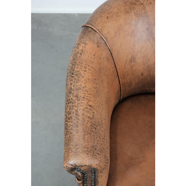 Animal Skin Vintage Club Chair in Sheepskin Leather For Sale - Image 7 of 13