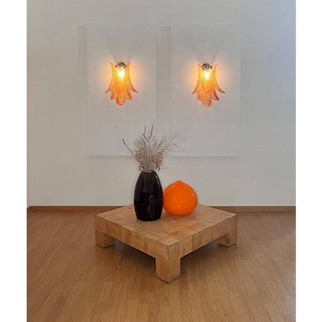 1990s Vintage Murano Amber Felci Glass Wall Sconces, 1990s, Set of 2 For Sale - Image 5 of 18