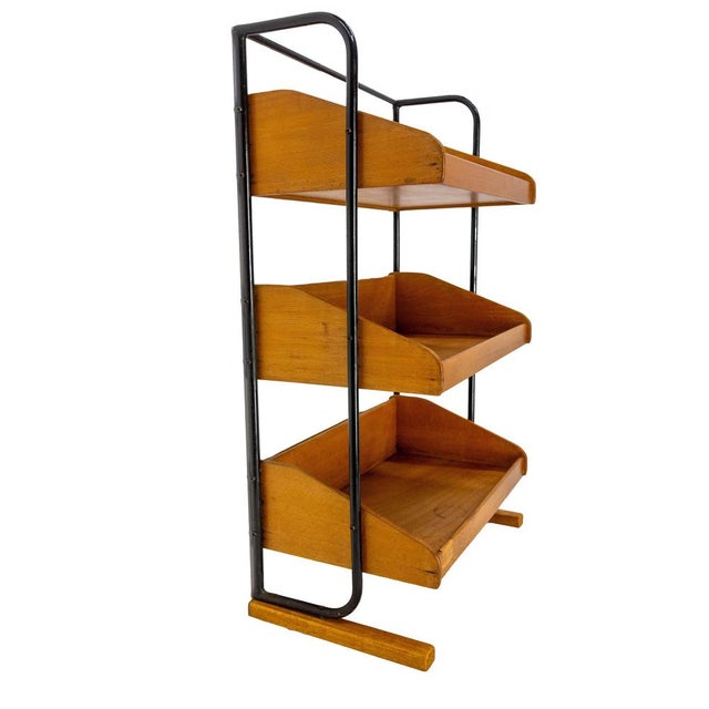 Mid-Century French Beech and Iron Étagère, 1950 For Sale - Image 4 of 9