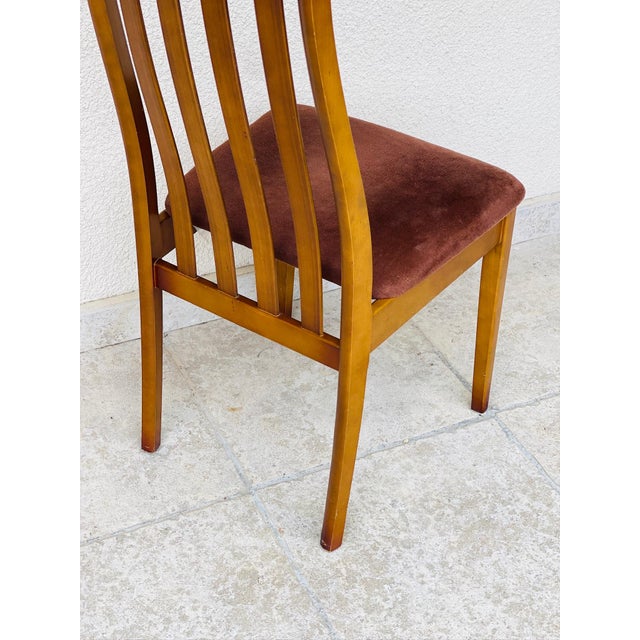 Vintage Wood and Velvet Chairs, 1970s, Set of 2 For Sale - Image 10 of 12
