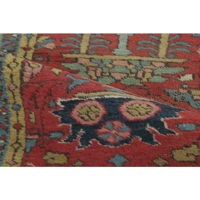 Antique Heriz Runner in Red With Polychromatic Classic Medallions - Rug & Kilim For Sale In New York - Image 6 of 7