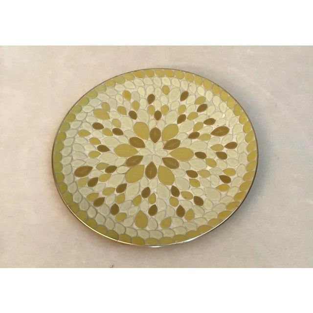 Vintage Mid-Century Mosaic Tile Yellow Tone Bowl Dish For Sale - Image 12 of 12