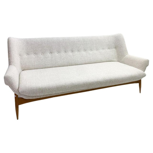 Mid-Century Modern Beige Upholstery Sofa by Julia Gaubek, Hungary, 1950s For Sale - Image 9 of 9