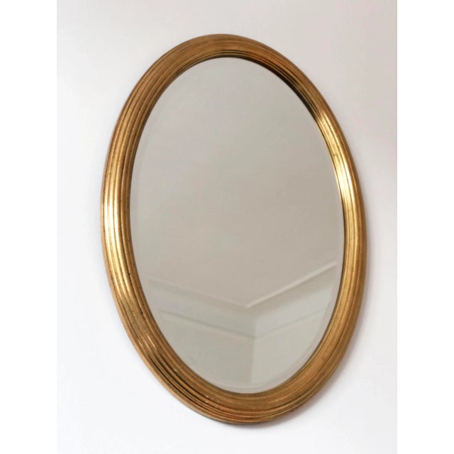 Pair of Vintage Deknudt Giltwood Oval Beveled Mirrors – Hollywood Regency, Belgium, 1970s For Sale - Image 9 of 13
