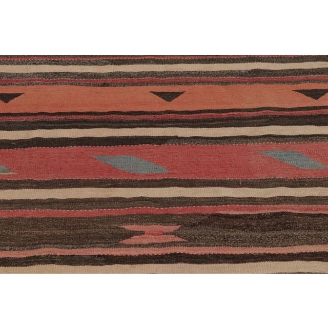 1950s Vintage Persian Square Kilim, Stripes With Bold Tribal Geometry - Rug & Kilim For Sale - Image 5 of 10