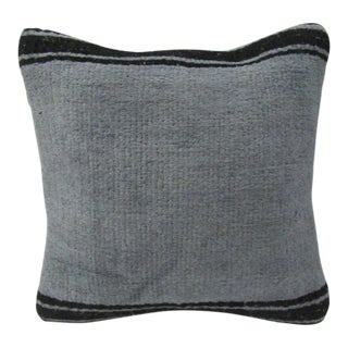 Handmade Gray Turkish Kilim Pillow Cover For Sale