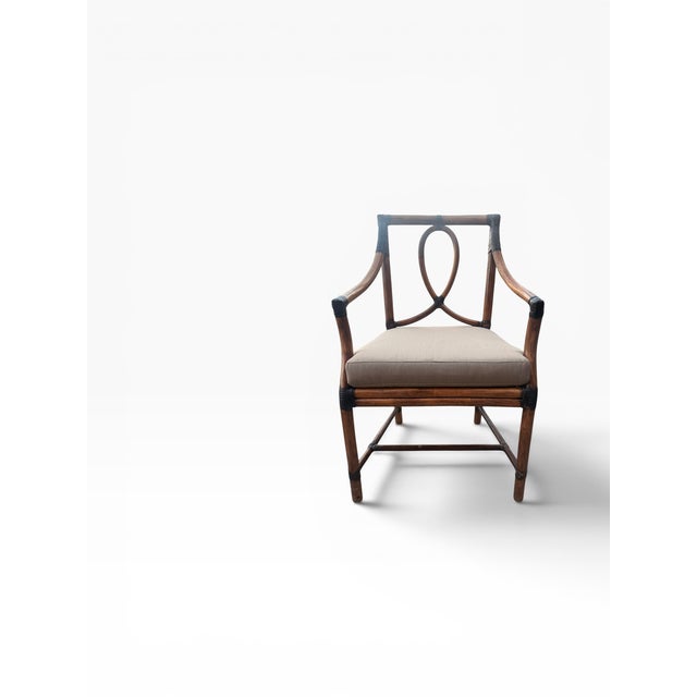 Contemporary Set of Late 20th Century 6 McGuire Bamboo & Rattan Loop-Back Dining Armchairs For Sale - Image 3 of 17