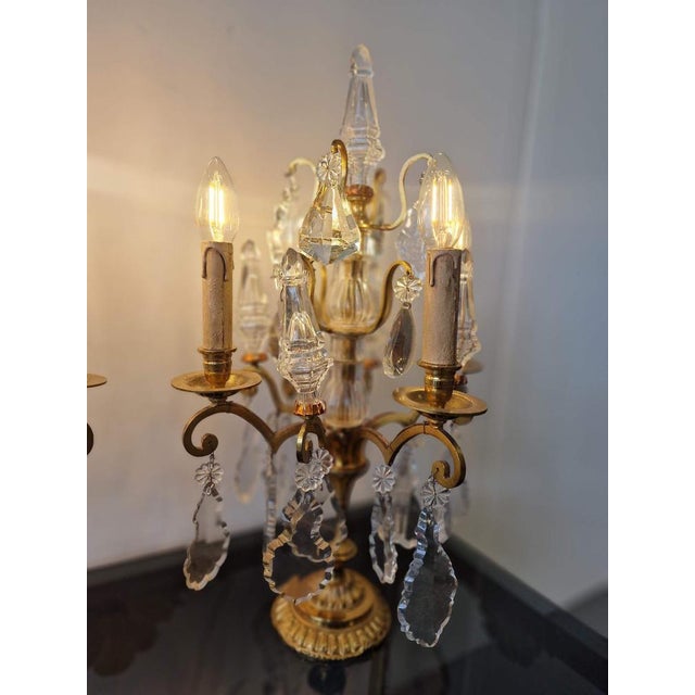 Glass Bronze Table Lamps, Set of 2 For Sale - Image 7 of 9