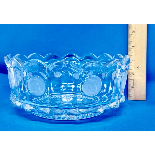1960’s Fostoria Clear Coin Glass Bowl With Liberty Bell 1886 Design For Sale - Image 10 of 12