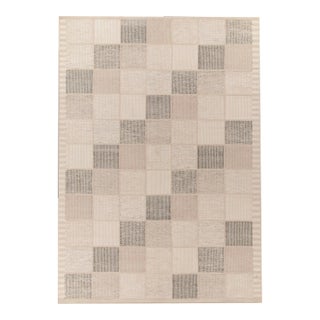 Scandinavian Style Kilim in Beige, Gray High-low Geometry by Rug & Kilim 10x14 For Sale