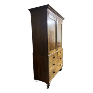 English Mahogany Linen Press Early 1800’s For Sale