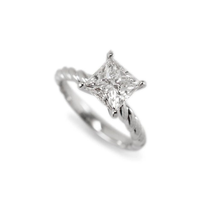 Modern 14k White Gold 1.50ct Princess Cut Lab Grown Diamond Solitaire Engagement Ring, Size 4.25 For Sale - Image 3 of 8