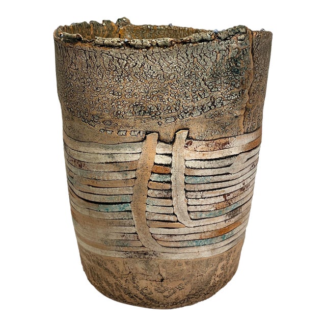 Vintage Jim Kraft Studio Art Pottery Ceramic Vessel For Sale